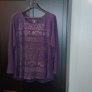 SONOMA Women's Dark Purple Long Sleeve Shirt Size 1X